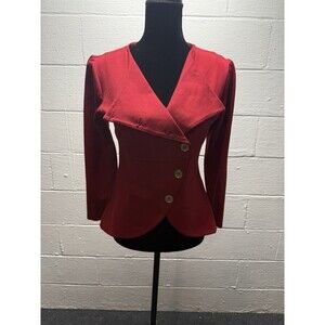 Meaneor Red Frill Shift Slim Fit Single Breasted Blazer Jacket Size M